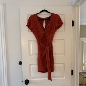 MAJORELLE Terracotta Tie-Front Dress